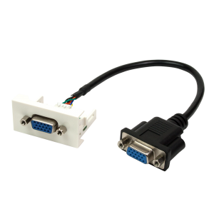 22.5x45 Mosaic insert with VGA D-SUB (HDB-15) female connector, and a cord with female соnnector, white
